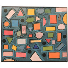 American Modernist 20th Century Geometric Abstract Oil Painting 9