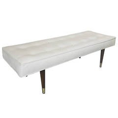 Mid-Century Modern Leather Upholstered Bench