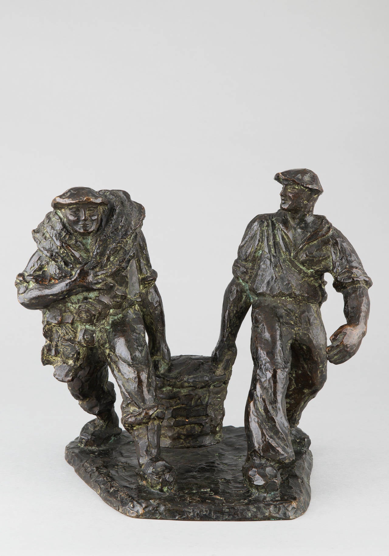 Meheut „Die Rückkehr der Fischer“ Französische Bronzeskulptur, um 1935