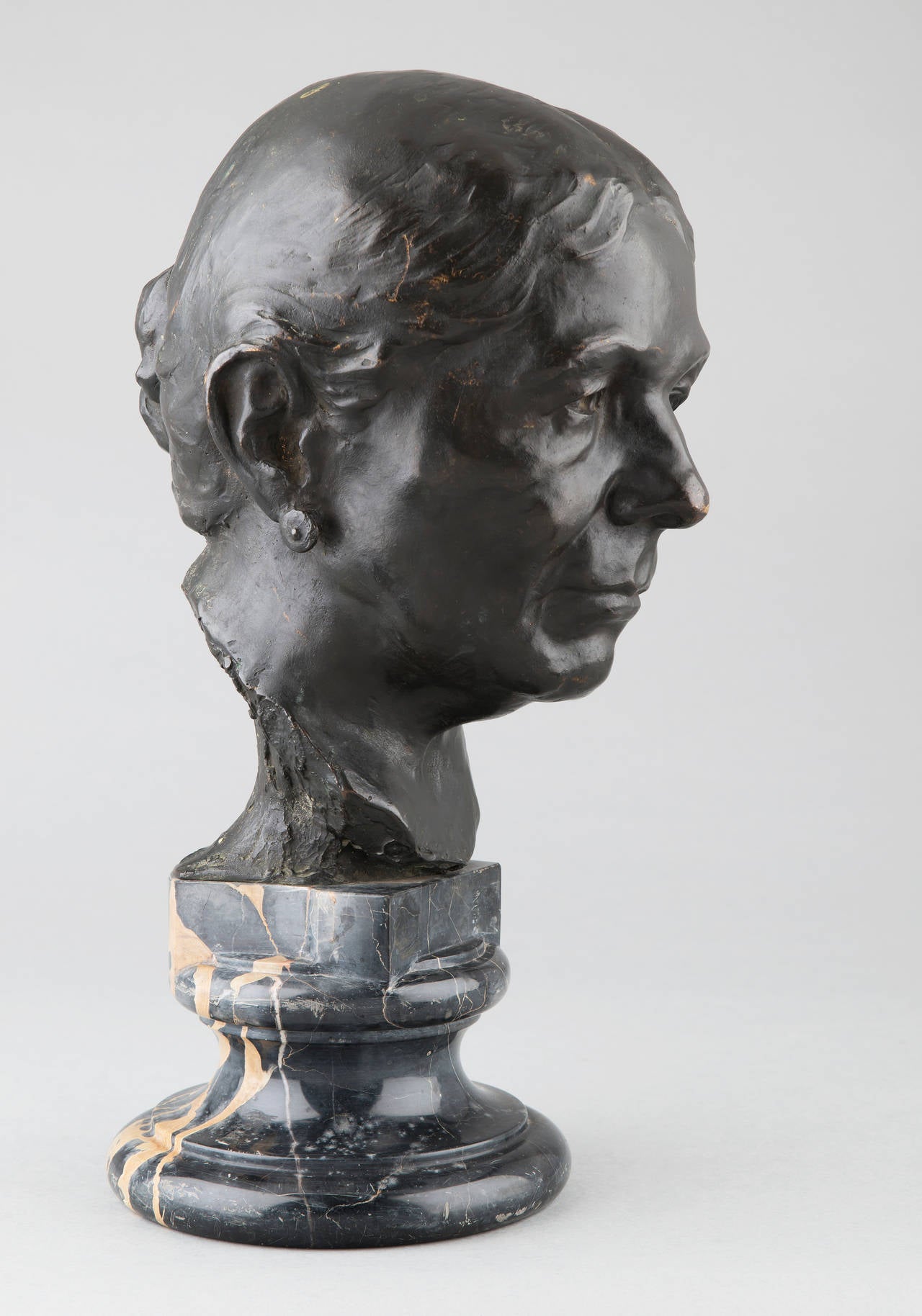 Patinated Jo Davidson, Portrait of A Lady, American Bronze Sculpture