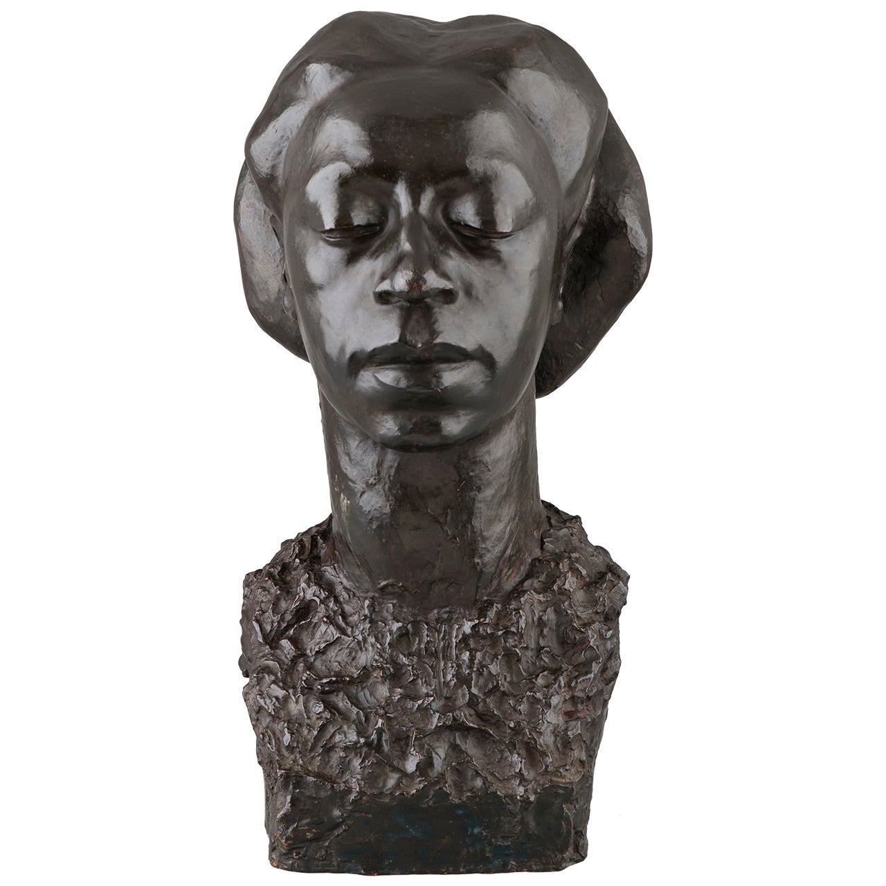 Tercafs "Bust of an African Woman" Belgian Bronze Sculpture For Sale