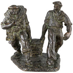 Meheut „Die Rückkehr der Fischer“ Französische Bronzeskulptur, um 1935