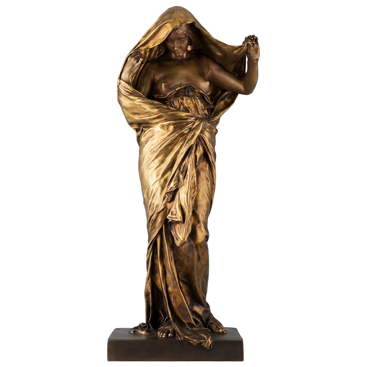 Barrias French Figural Bronze Sculpture, "Nature Unveiling Herself to Science" For Sale