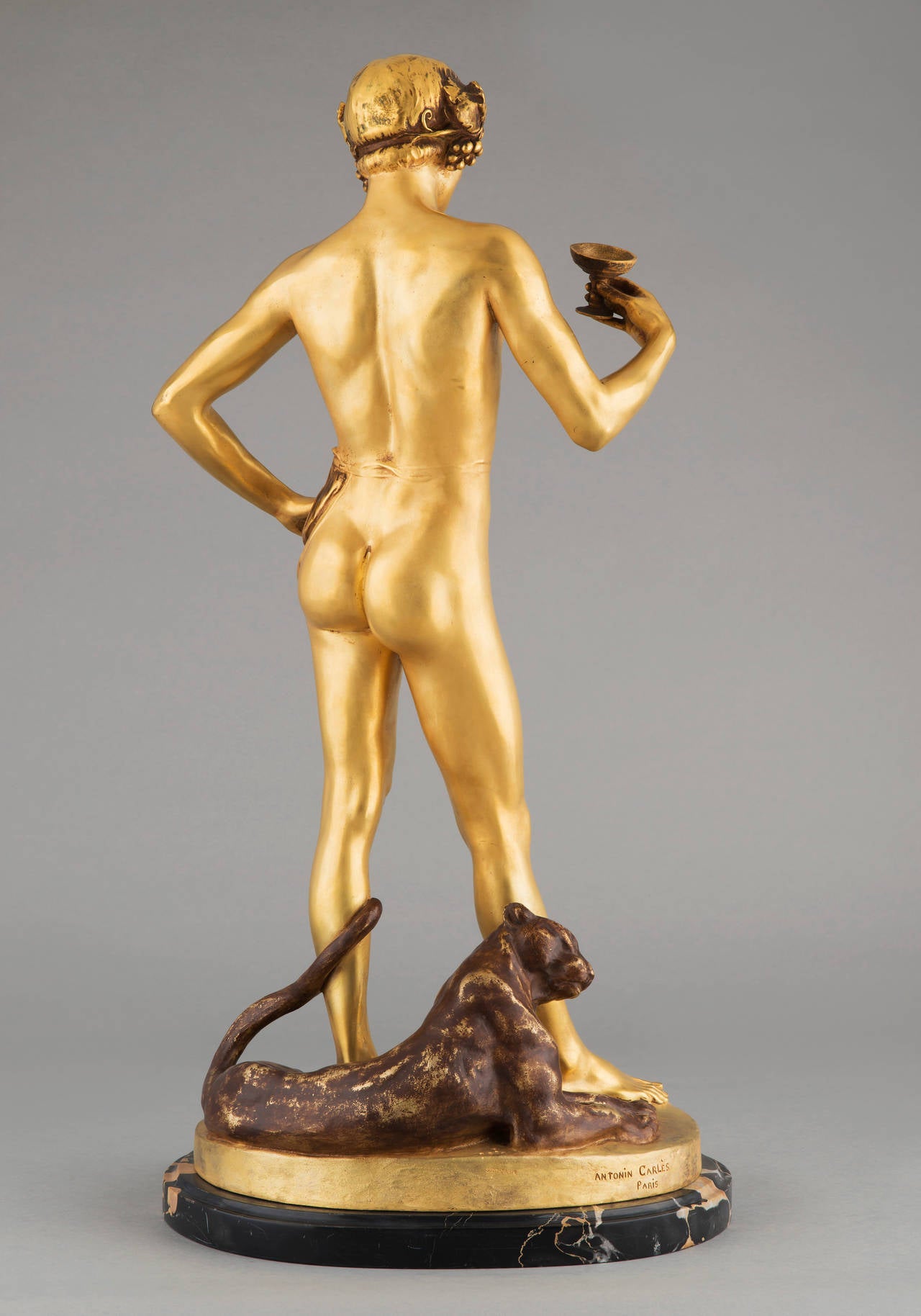 Carlès French Figural Bronze Sculpture, "Bacchus"