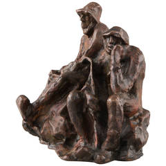 Hoetger German Figural Bronze Sculpture, "Two Sailors"