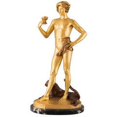 Carlès French Figural Bronze Sculpture, "Bacchus"