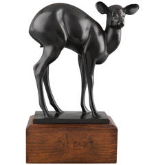 Armand Petersen Animal Bronze Sculpture, "Antelope, Round Back"
