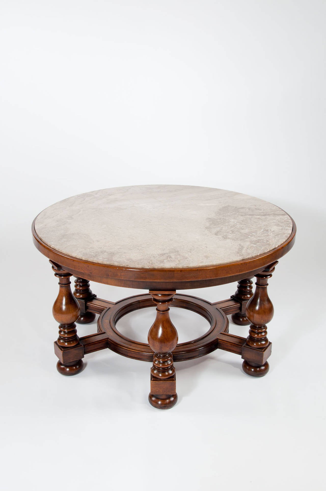 Stunning Walnut Marble Center or Coffee Table