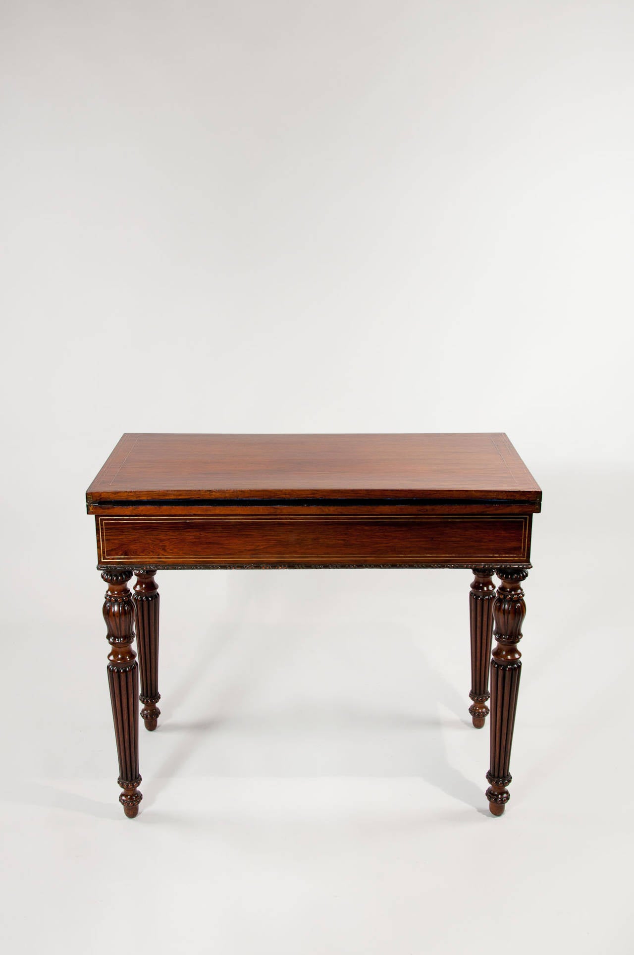 Regency Rosewood Brass Inlaid Card Table 3