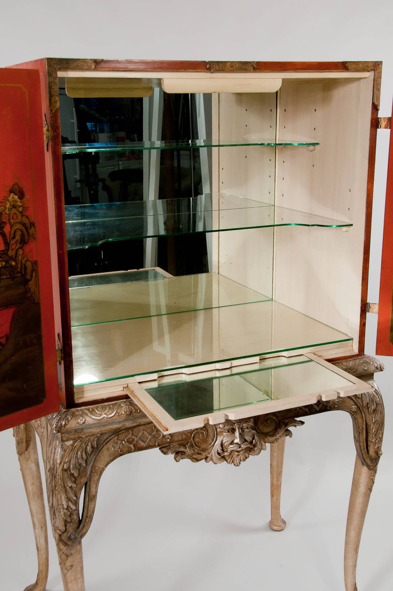Glass 1920s Chinoiserie Cocktail Cabinet