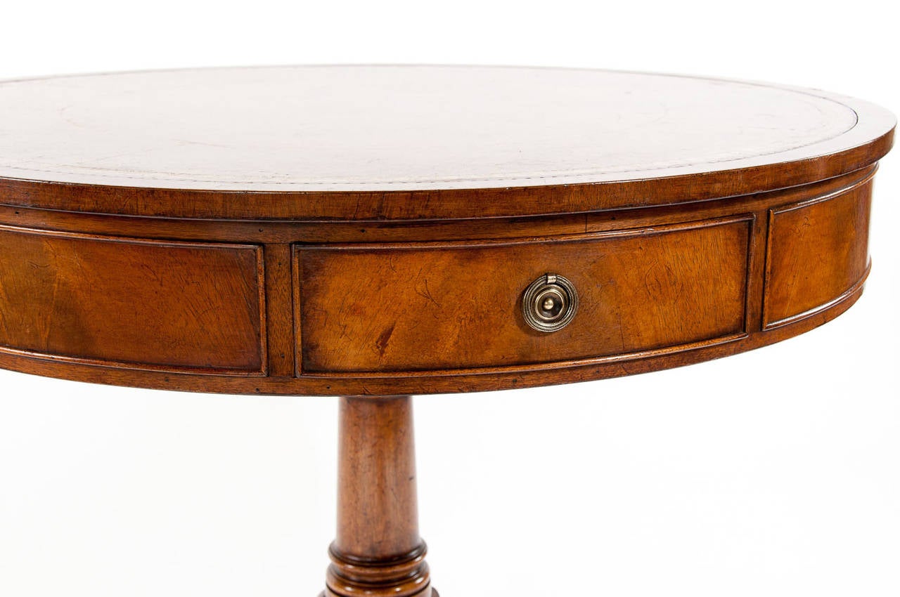 Leather Mahogany Revolving Drum Table