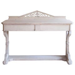 Antique Victorian Gothic Bleached Oak Side Table
