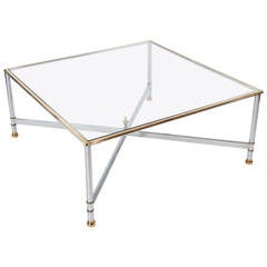 Retro 1970s Large Square Glass Coffee Table