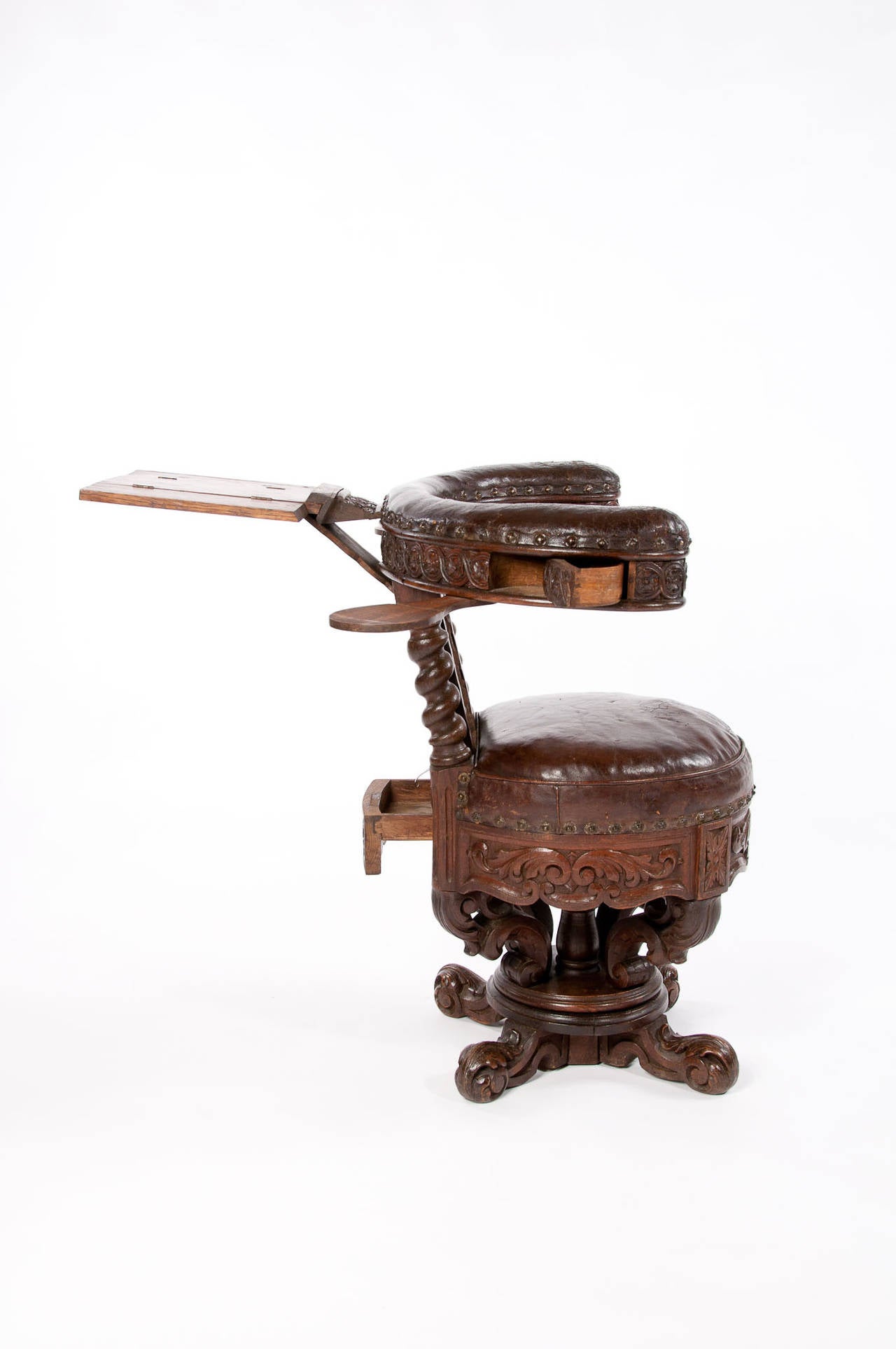 Carved Rare 19th Century Oak Cock Fighting Chair