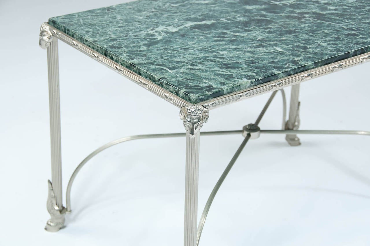 British 1920s Nickel-Plated Marble-Topped Occasional Table