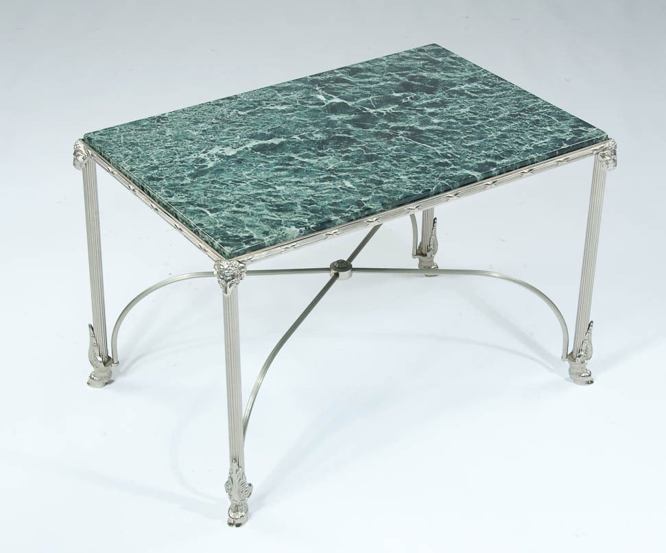 1920s Nickel-Plated Marble-Topped Occasional Table In Excellent Condition In Benington, Herts