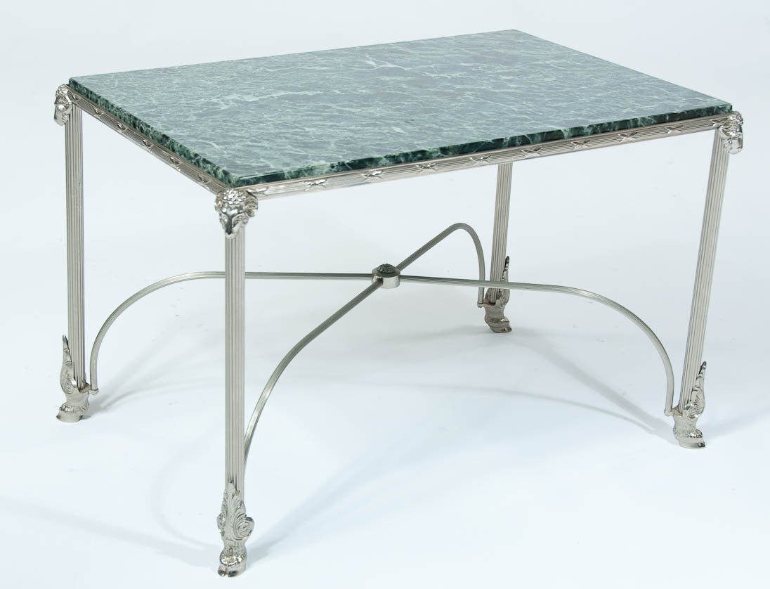 20th Century 1920s Nickel-Plated Marble-Topped Occasional Table