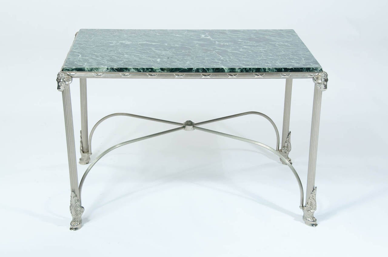 1920s Nickel-Plated Marble-Topped Occasional Table 2