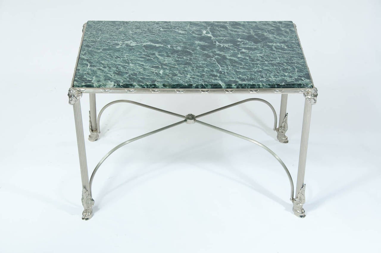 1920s Nickel-Plated Marble-Topped Occasional Table 3