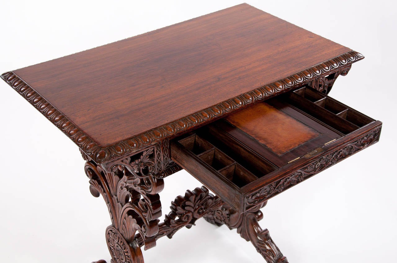19th Century Heavily Carved Rosewood Side Table In Excellent Condition In Benington, Herts
