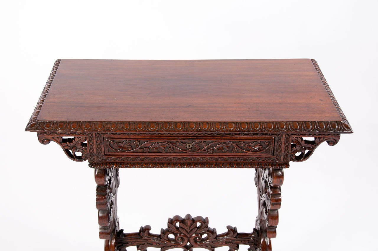 19th Century Heavily Carved Rosewood Side Table 3