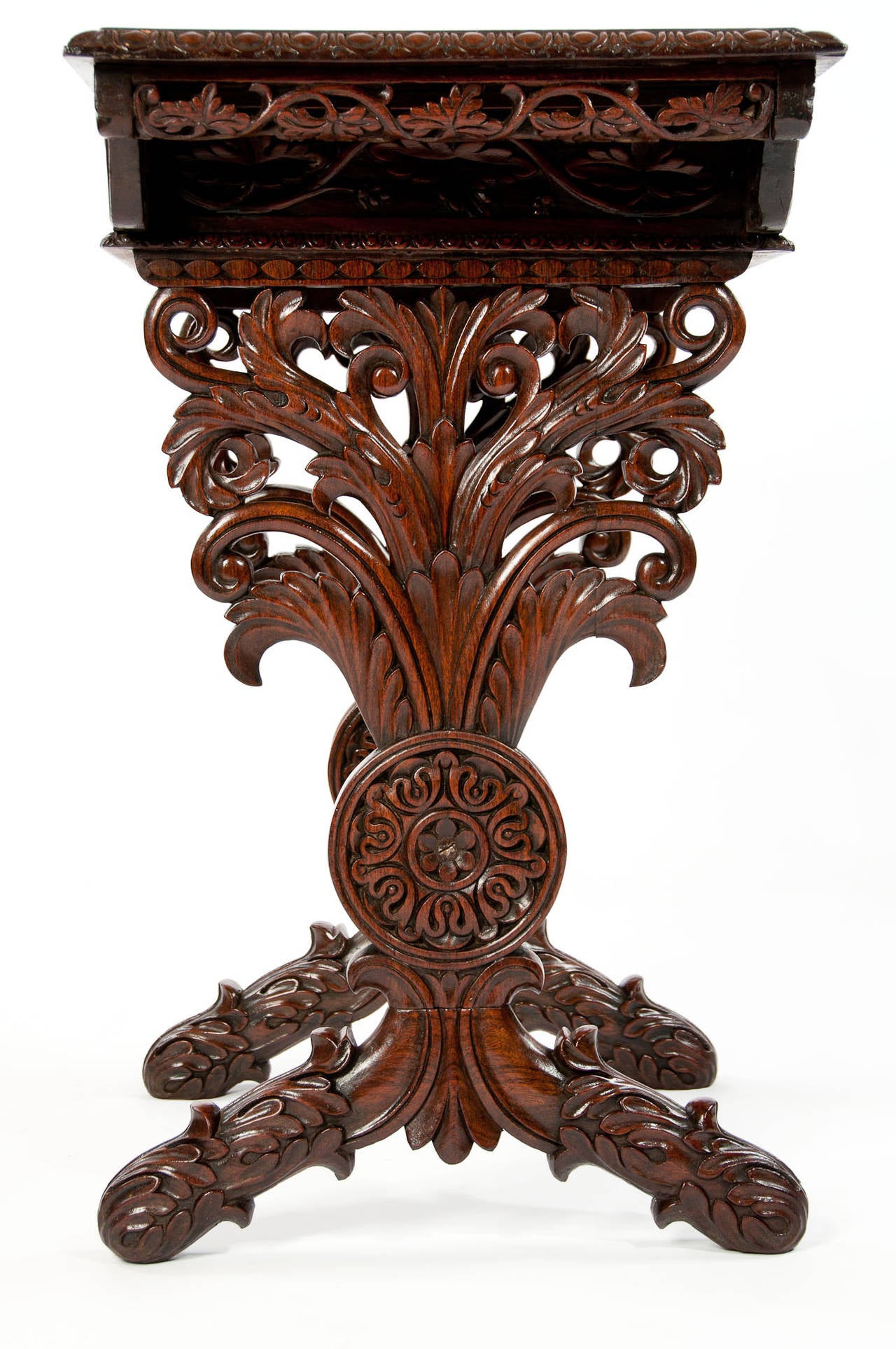 19th Century Heavily Carved Rosewood Side Table 4