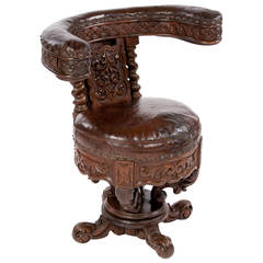Used Rare 19th Century Oak Cock Fighting Chair