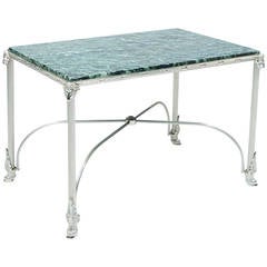 1920s Nickel-Plated Marble-Topped Occasional Table
