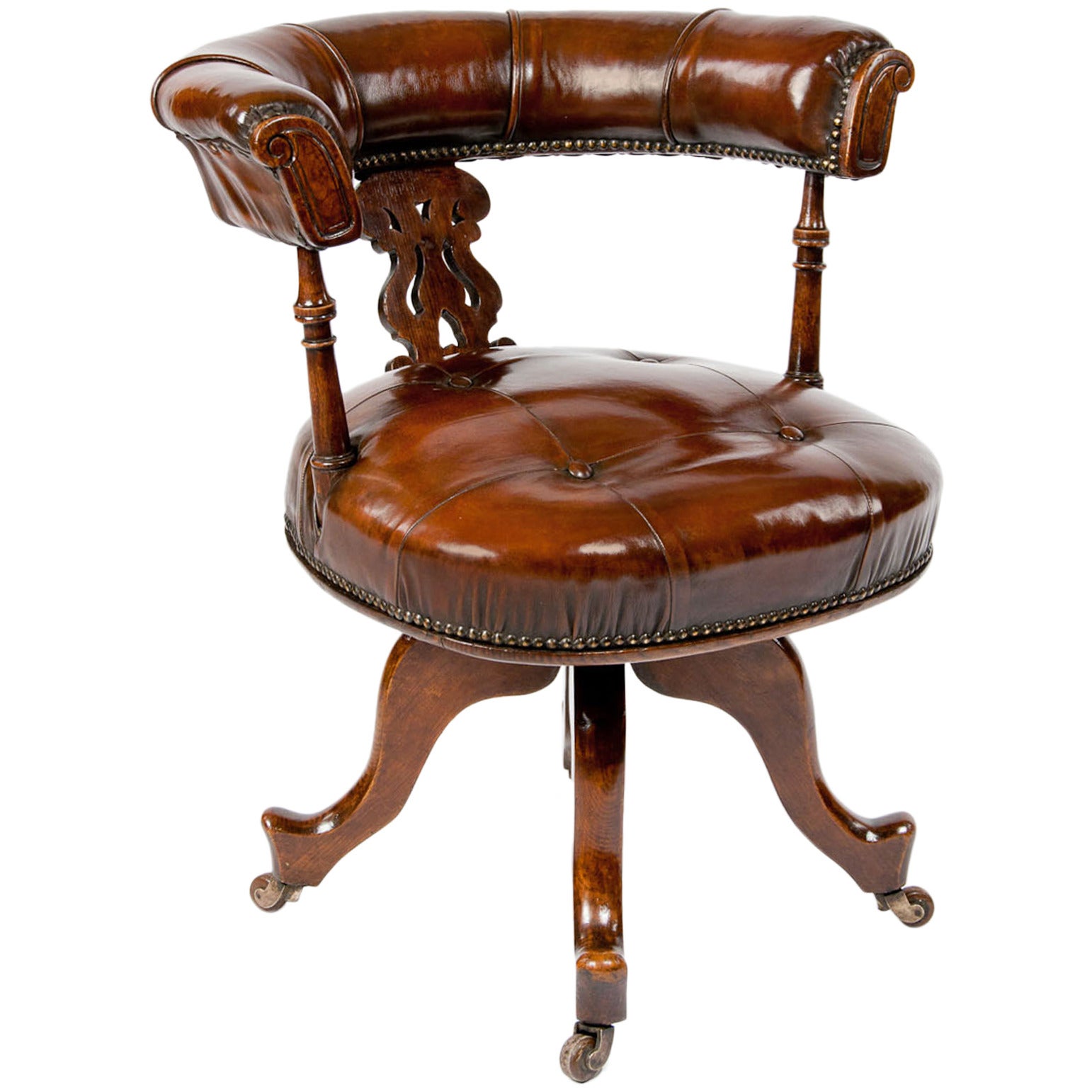 Victorian Leather Upholstered Desk Chair
