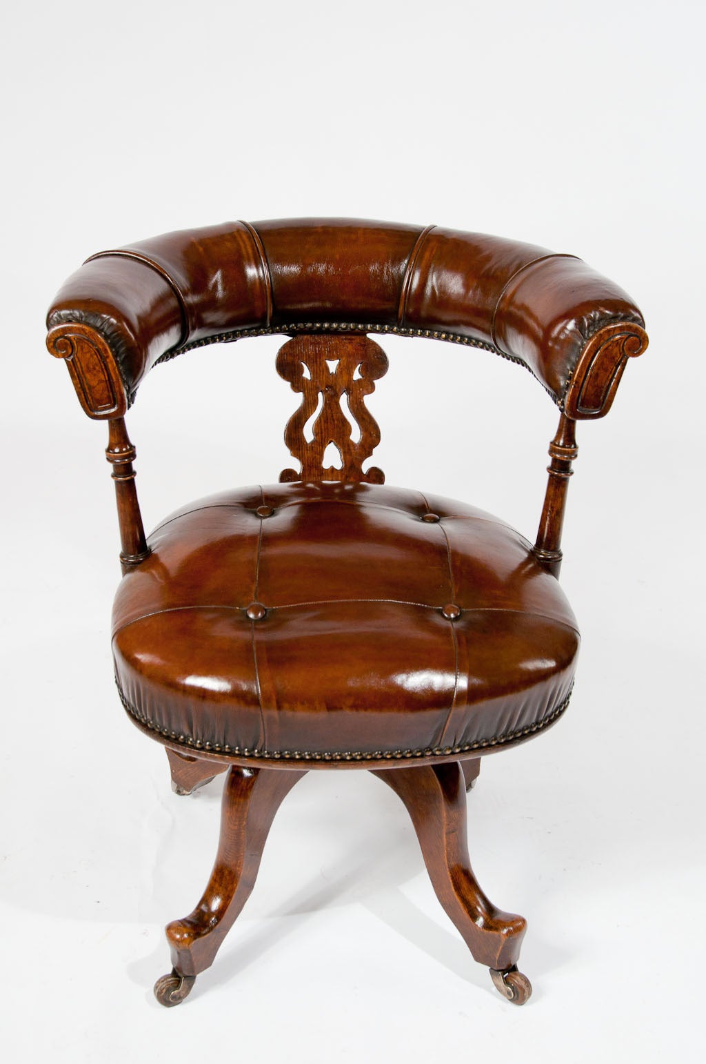 Victorian Leather Upholstered Desk Chair 3
