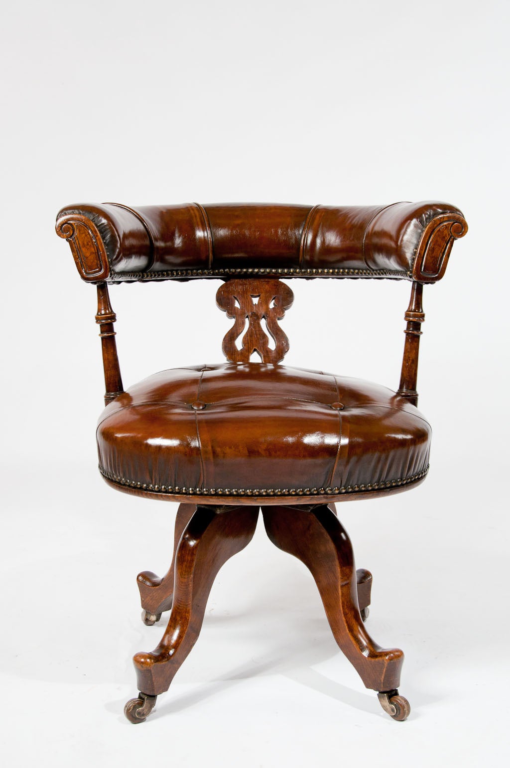 British Victorian Leather Upholstered Desk Chair