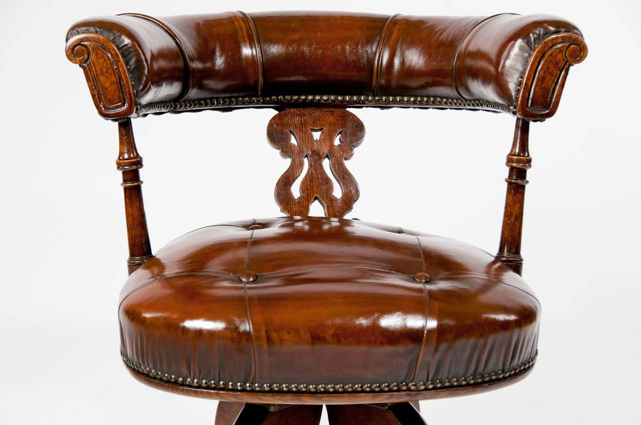 Victorian Leather Upholstered Desk Chair 1