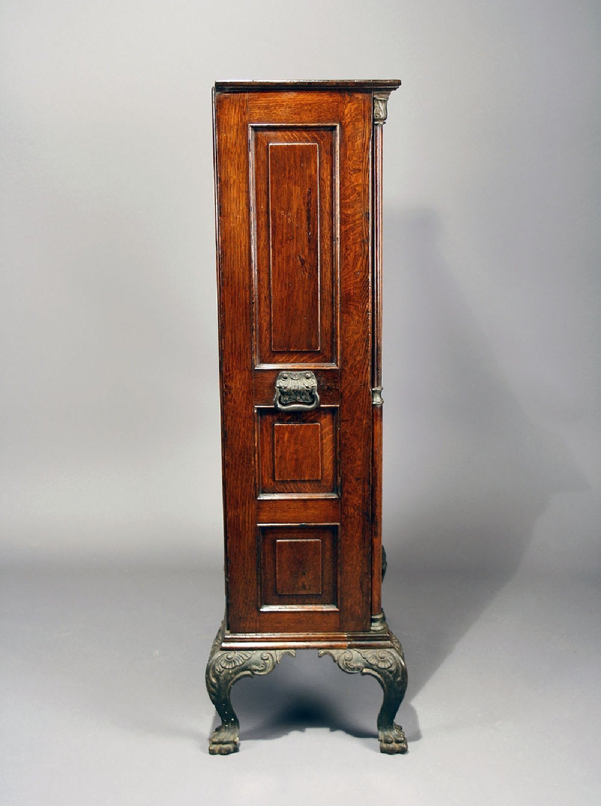 Victorian Oak Cabinet on Cast Iron Feet 4