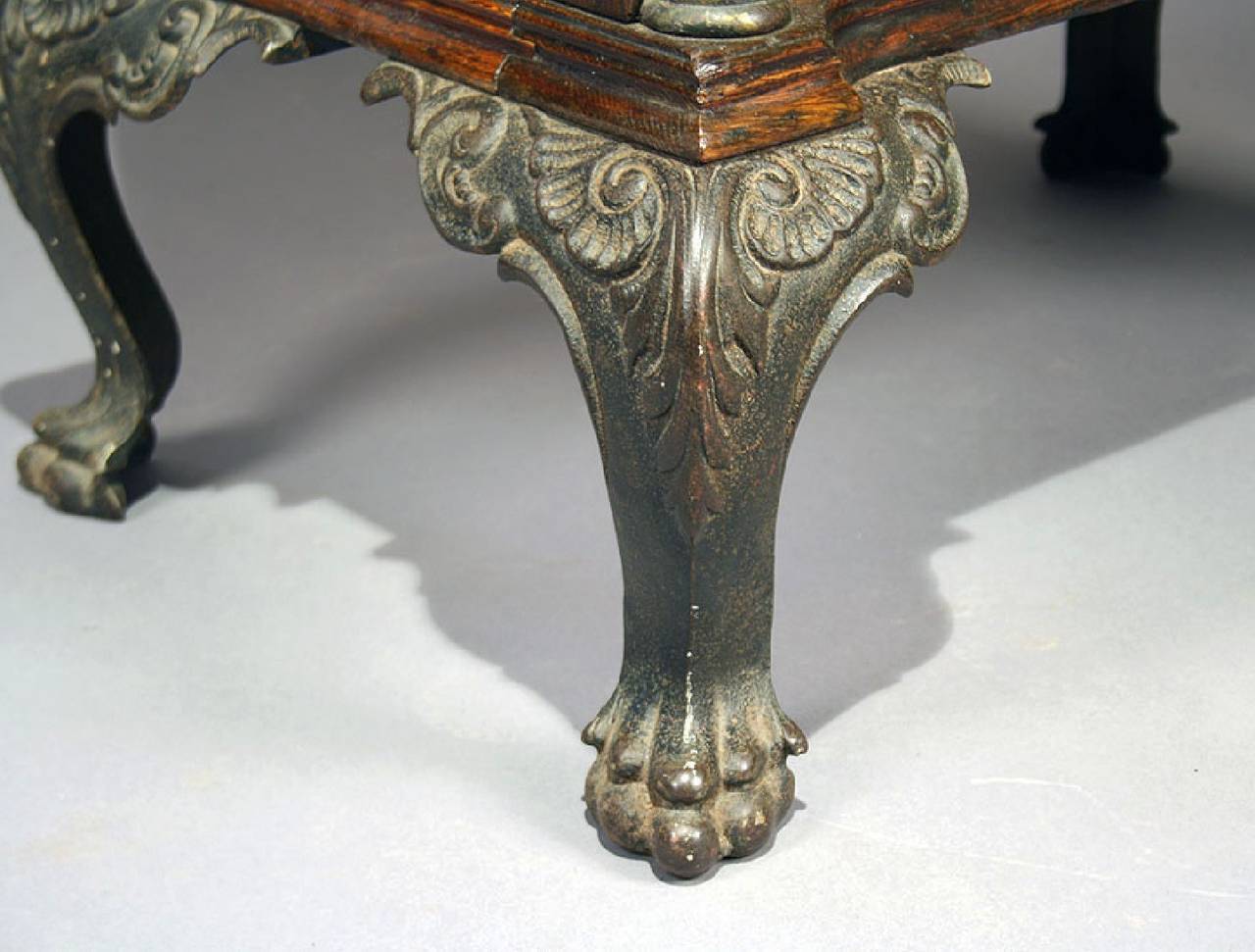 19th Century Victorian Oak Cabinet on Cast Iron Feet
