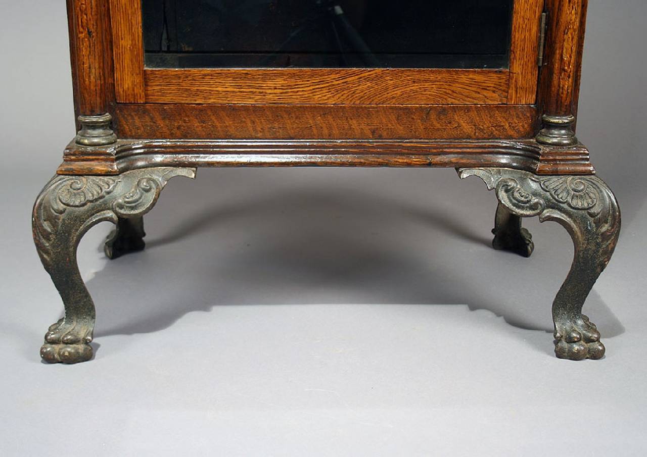 Victorian Oak Cabinet on Cast Iron Feet 1