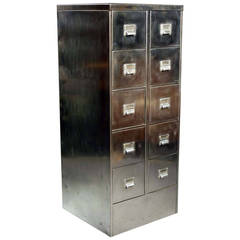 Vintage Polished Metal Filing Cabinet