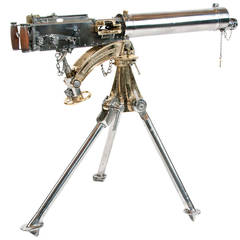 Retro Polished Vickers Machine Gun on Tripod