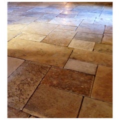 French Antique Limestone Floors "Dalles De Bourgogne, " Age 17th-18th Century