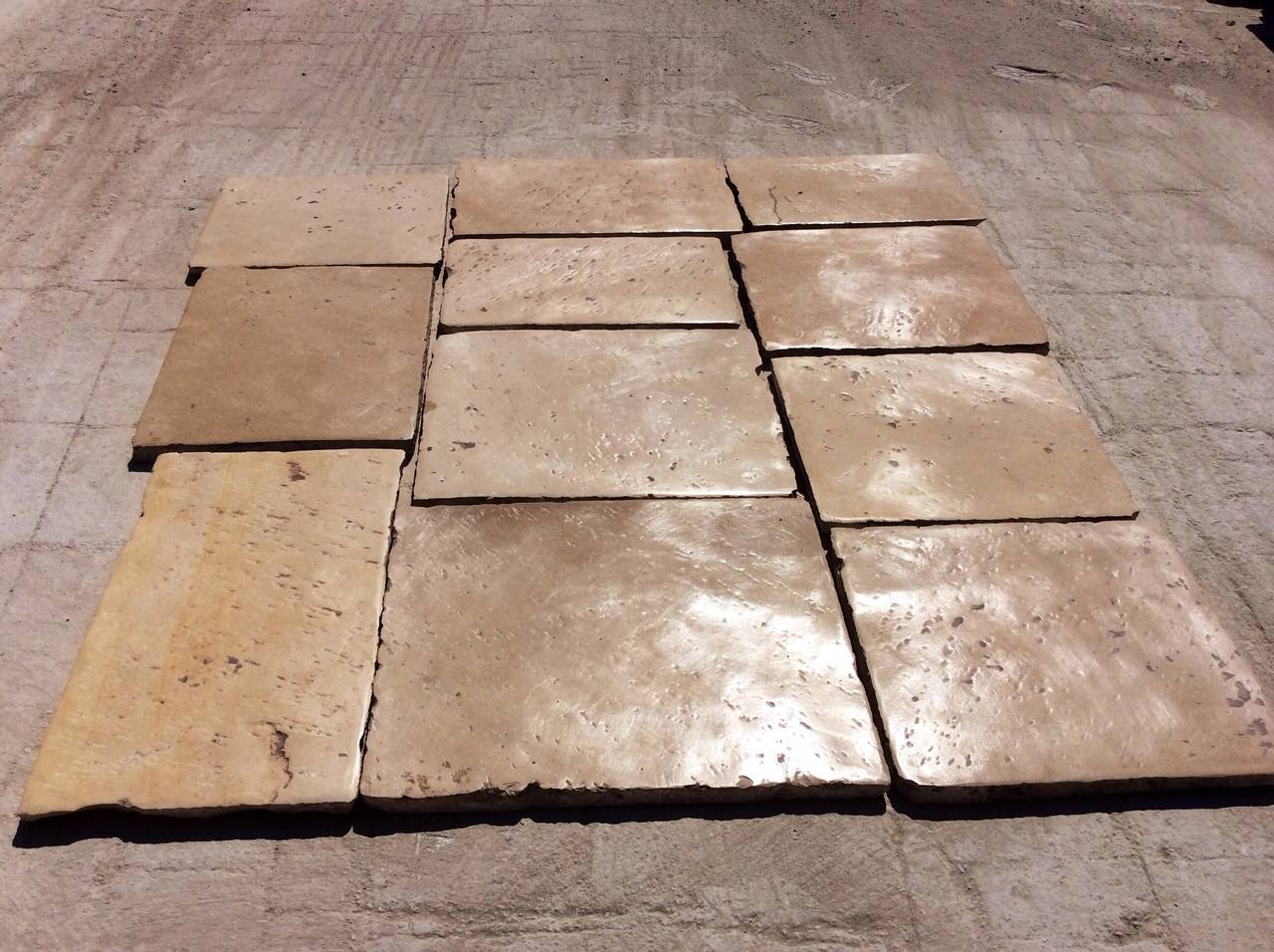 Antique Reclaimed French Stone Floors,( second  cut )  Dalles De Bourgogne )18th Century random size ( Opus Roman), recycled stone floors,  Large Stock For Sale in Warhouse in wooden crates fumigate in accorda ce wi th USA, by LUCIANO AMATO since