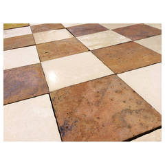 Antique French Bourgogne Stone and French Terracotta Flooring, 19th Century