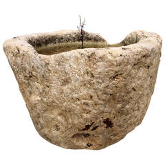 Antique Authentic Limestone "Rare Vase, " 12th Century