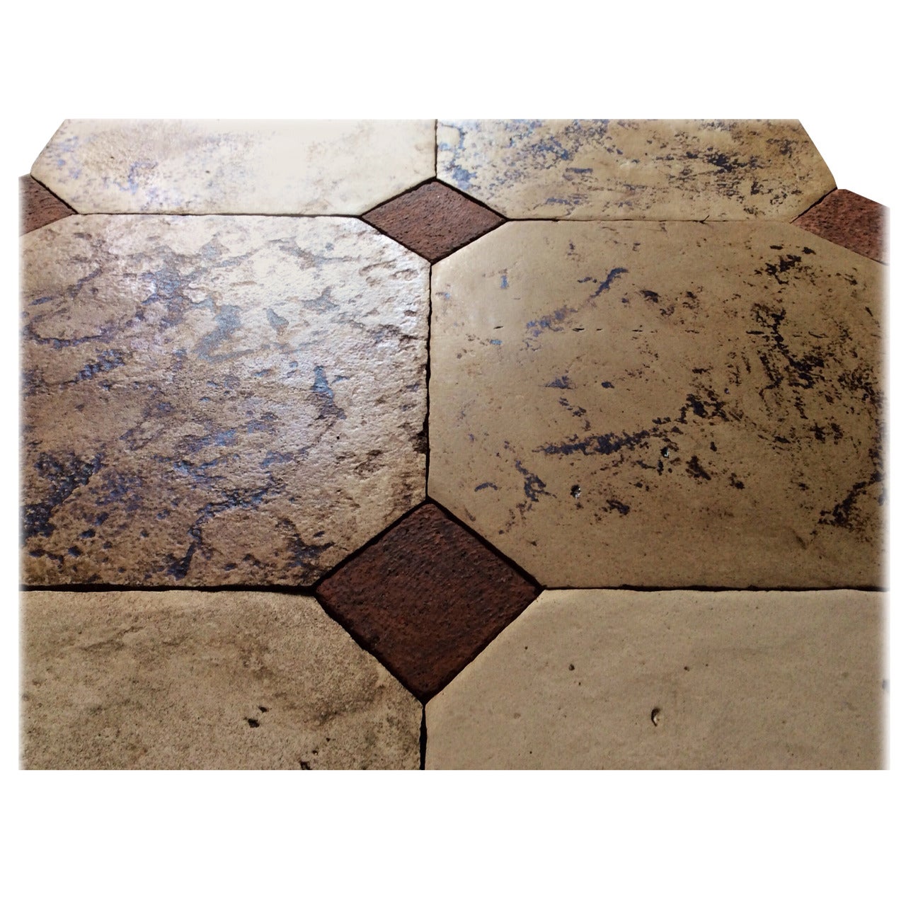 Antique French Cabochon, Stone and Terracotta Flooring, 19th Century For Sale