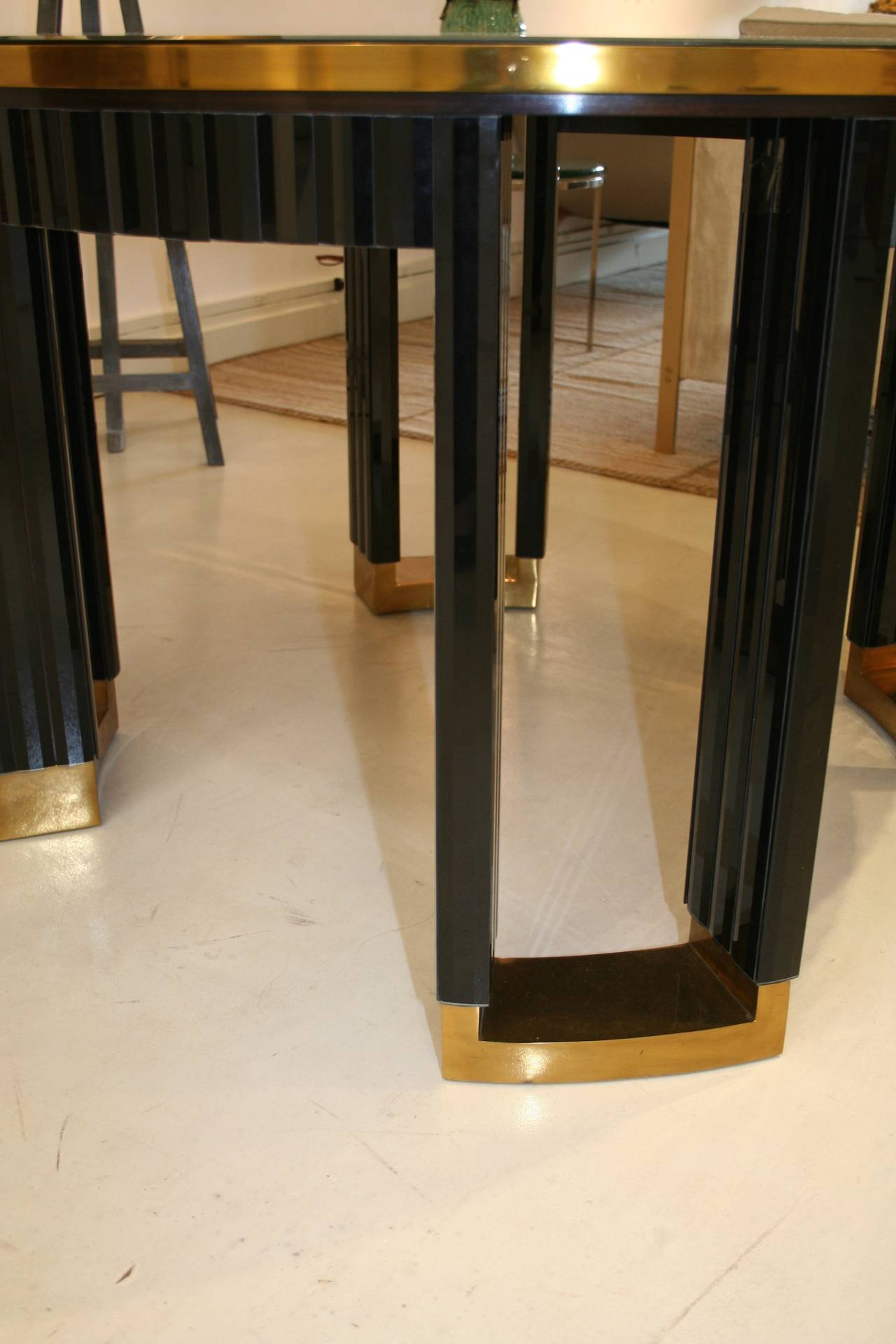 Brass-Mounted, Mirrored Glass Center Table 1
