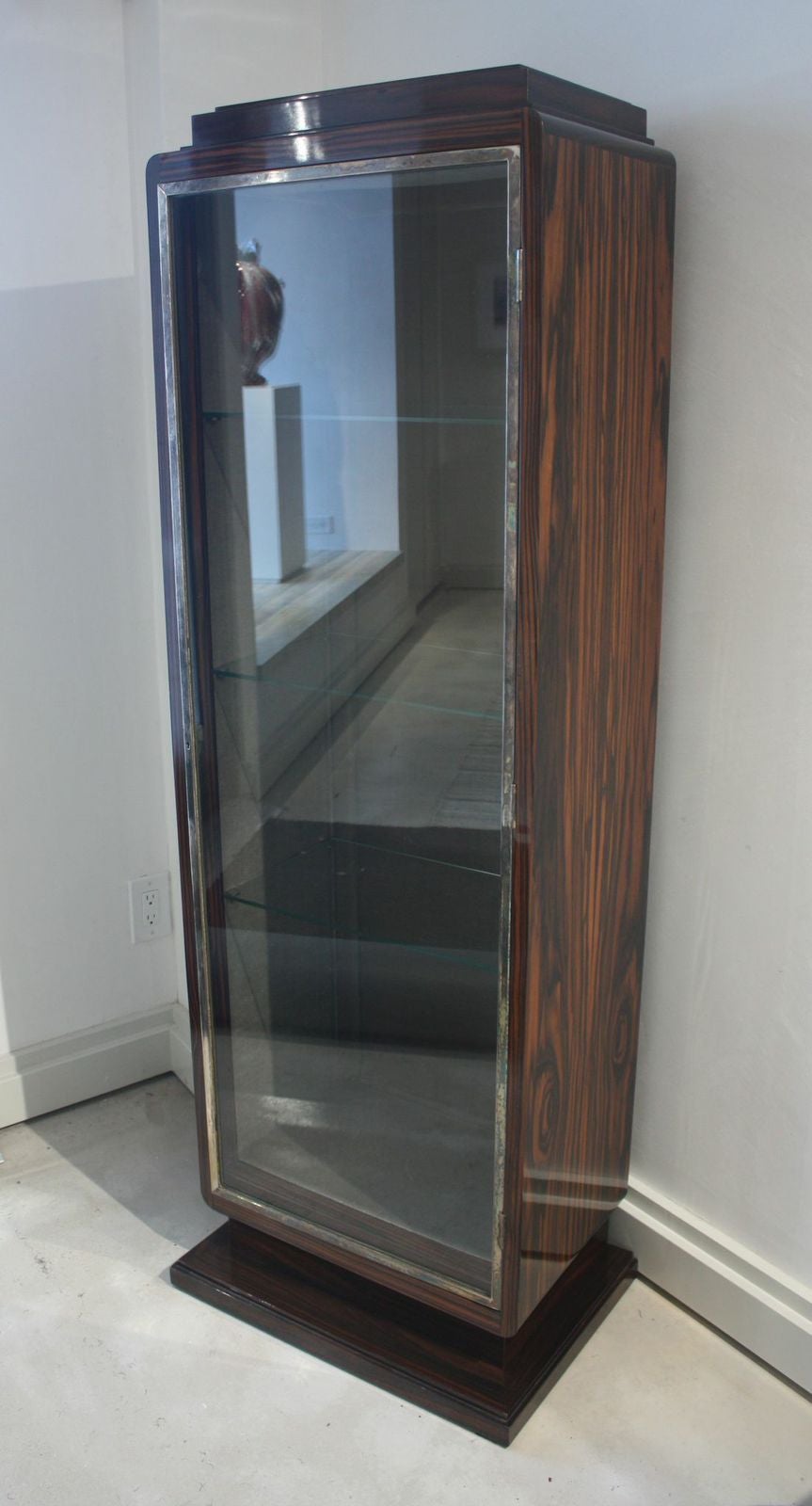 French Art Deco Style Calamander Vitrine Cabinet