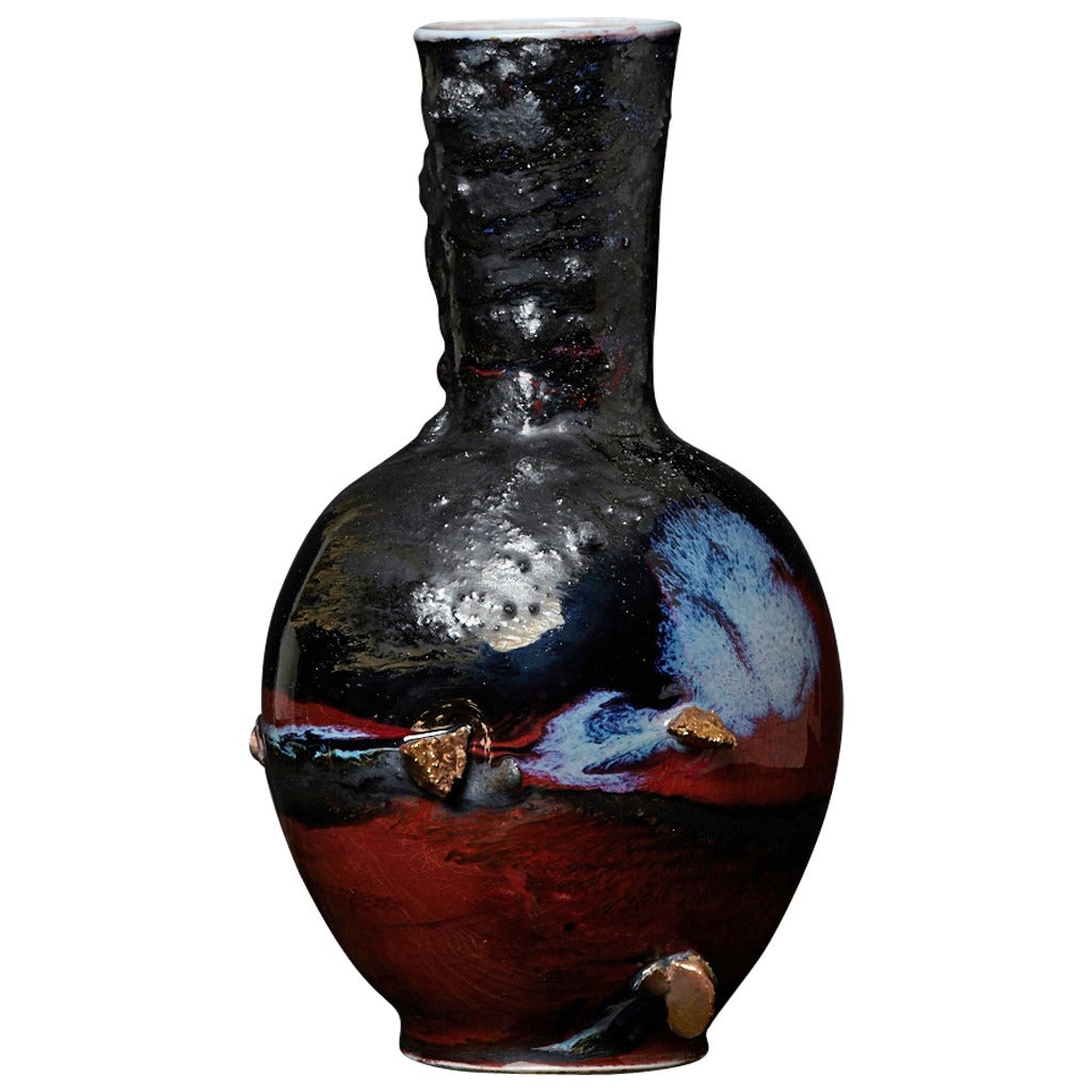 Gareth Mason Ceramic Jar "Black Bleeds, " 2011 For Sale