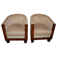 Pair of French 1930s Art Deco Barrel Chairs 9