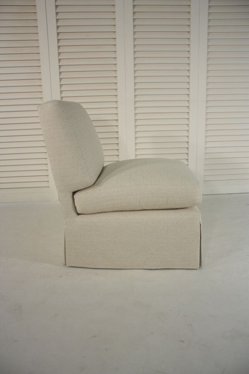 Slipper chair inspired by a Billy Baldwin slipper chair. Newly upholstered.