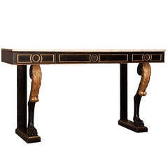 Regency Egyptian Revival Painted and Parcel Gilt Console Table