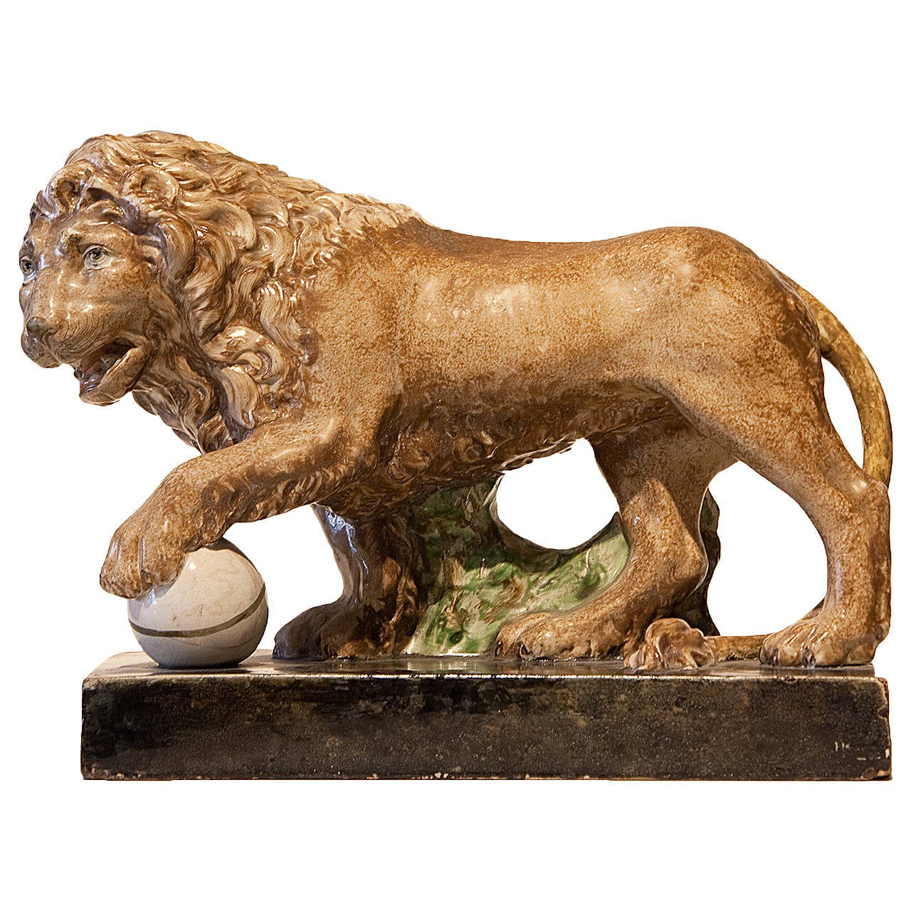 Regency Staffordshire Pottery Pearlware Model of a Lion, England circa 1800 For Sale