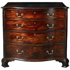 George III Carved Mahogany Serpentine Chest of Drawers, England circa 1765
